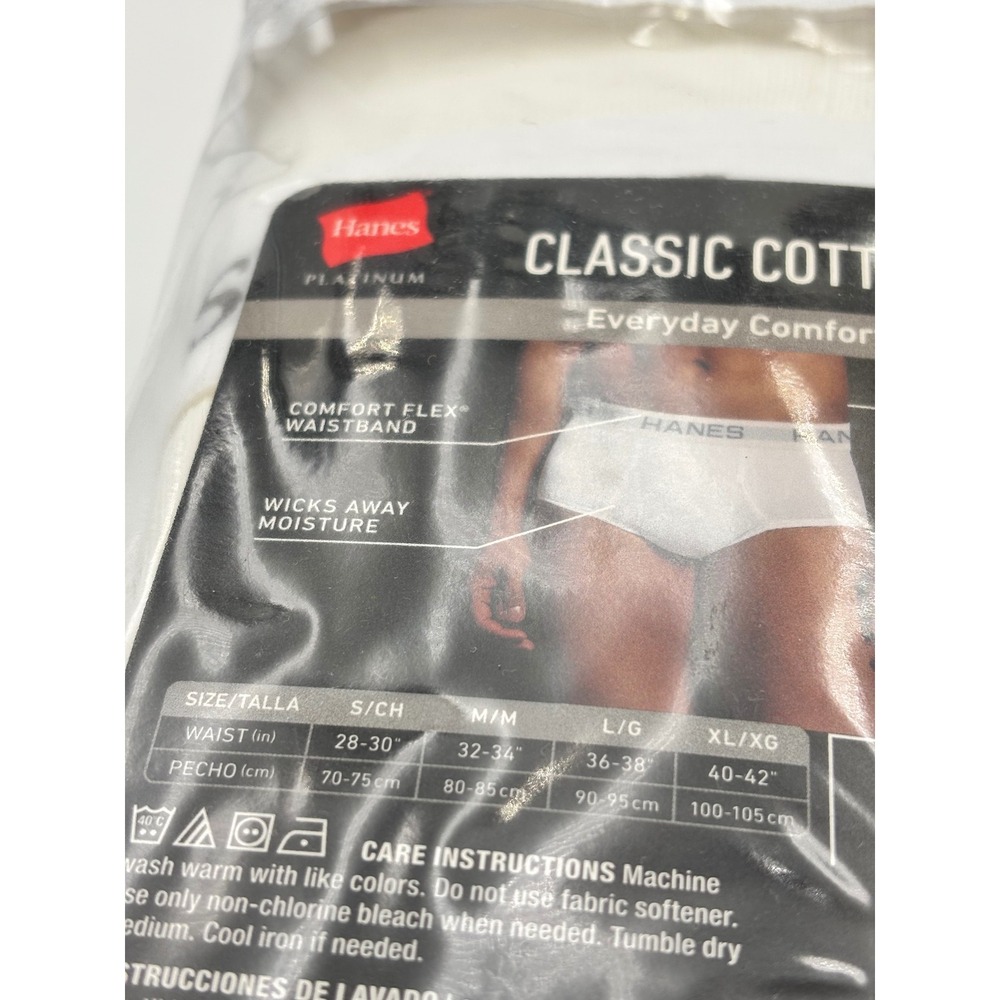 Hanes Platinum Classic Cotton Tagless Briefs White 7+1 Bonus Pack Mens Large - Picture 7 of 7